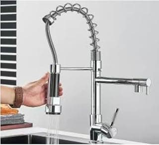Torneira Gourmet Monocomando com Ducha Flexível e Bica Dupla, Cozinha, Cromada, Alta Pressão (Prata)