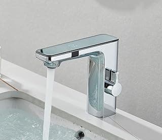 Torneira de pia de banheiro cromada com sensor touchless e display digital