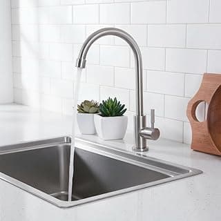 Torneira Gourmet Aço Inox 304 Escovado, 30cm Altura, Bica Giratória 360°, 1/4 de Volta, Anti-Gotejamento, 1/2" Conexão