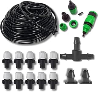 Sistema de Nebulização e Irrigação 10m | Refrigeração Externa com Névoa | 10 Bicos + Mangueira 4mm + Conectores | Jardim, Varanda, Plantas e Ambientes Externos