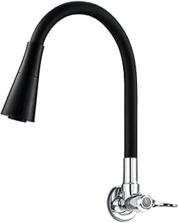 Torneira de cozinha preta com tubo flexível em ângulo, design elegante
