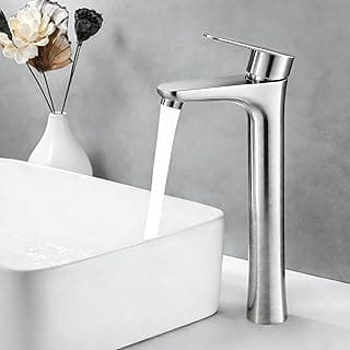 Torneira para Banheiro Bica Alta, Torneira Banheiro Monocomando Bica Alta 304 Aço Inox, Torneira para Bancada de Pia de Banheiro