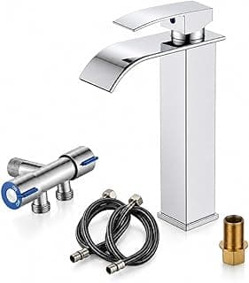 Torneira banheiro Cascata Bica Alta de Luxo em Aço Inox com Misturador Monocomando