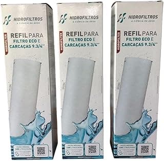 kit 3 unidades Filtro Refil Cartucho Polipropileno Liso 9 3/4 Cavalete de Entrada Máquina de Lavar Ponto de Uso POU