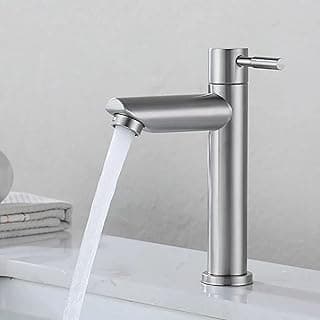 Torneira de pia de banheiro em aço inoxidável com design moderno, cor prata