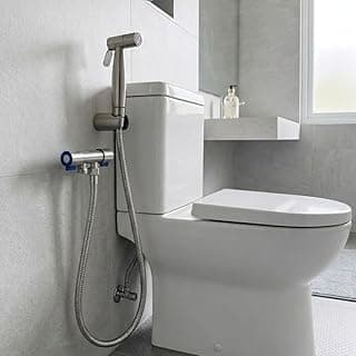 Ducha Higiênica Premium em Aço Inoxidável 304 com Registro Duplo Banheiro Chuveirinho Higienico com Mangueira 1,15m, Suporte e Derivação T, Fluxo Potente Aço Cromado Duchinha Sanitária