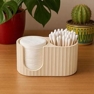 Porta Cotonetes e Algodão – Organizador de Banheiro Moderno | Design Minimalista (Bege)