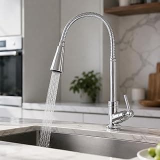 Torneira Gourmet Cozinha Flexível Cromada Inox Bancada Mesa com Bica Móvel e Arejador TKLA