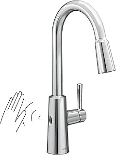 Moen Riley Chrome Motionsense Wave Sensor Touchless One Handle Pulldown Torneira de cozinha com Power Clean, 7402EW