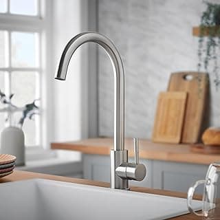 Torneira Para Cozinha Bancada 304 Aço Inox, Torneira De Cozinha Gourmet Escovado Com Arejador Econômico