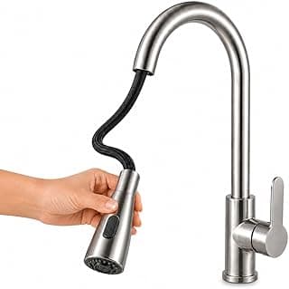 Torneira Gourmet Monocomando em Aço Inox com Spray Extensível 360° Água Quente e Fria Anti Vazamento Acabamento Escovado