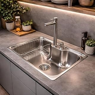 Kit Cuba Gourmet Cozinha Aço 304 60x42 C/Torneira Inox