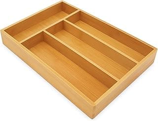Organizador de Talheres para Gaveta 33 × 22 × 3 cm em Bambu & MDF – 4 Divisórias – Design Minimalista Cozinha – Storeasy