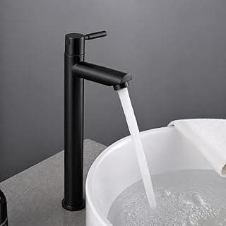 Torneira de banheiro preta em aço inoxidável com design moderno