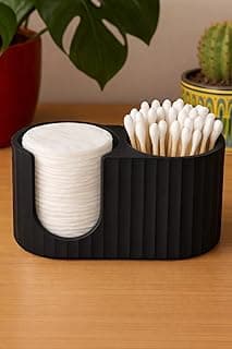 Porta Cotonetes e Algodão Preto – Organizador de Banheiro Moderno | Design Minimalista (Preta)