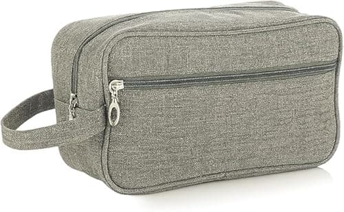 Kirk Necessaire Masculina Viagem (Bolsa de Toilette) Nylon Impermeável, Alça Lateral, 2 Compartimentos, Organizador de Higiene Executivo para Shampoo, Barba e Perfume (Cinza)