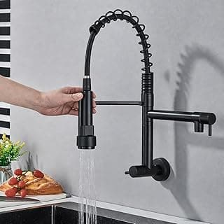 Torneira Gourmet de Parede com Ducha Flexível e Bica Dupla, Cozinha, Alta Pressão, Design Premium (Preto)