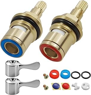 Conjunto de substituição de cartucho de torneira de latão, válvula de disco de cerâmica de 1/2 polegada 20 estrias tipo abertura rápida, válvula de água de rosca dupla para reparo de máquina