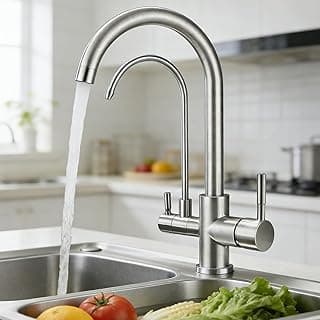 Torneira de cozinha gourmet em aço inoxidável escovado com filtro de água