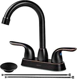 SOKA Torneira de lavatório de banheiro com duas alças de 10 cm com dreno pop-up ABS, acabamento em bronze polido a óleo, bronze polido a óleo