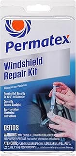 Permatex 09103 Kit de reparo de para-brisa automotivo para para-brisas lascados e rachados. Reparos permanentes herméticos, com seringa de reparo e êmbolo, kit de 9 peças