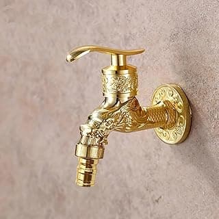 Uma torneira de parede fria única de aço inoxidável 304 estilo vintage europeu, adequada para máquinas de lavar, cozinhas, pias de esfregão, lavatórios e jardins ao ar livre - ouro