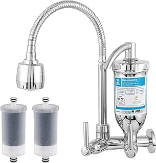 Torneira Gourmet com Filtro de Água Pia de Cozinha Bica Flexível 2 Jatos + 1 Refil de Filtro Vela Extra