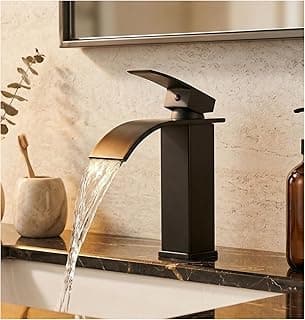 Torneira de banheiro monocomando cascata em aço inoxidável preto fosco