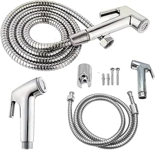 Ducha Higiênica Cromada com Registro de 1/4 de Volta e Mangueira 1,20m Ducha Higiênica de ABS Cromado com Suporte e Mangueira