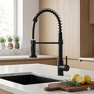 Torneira Gourmet Monocomando Cozinha DOMUM Preta Fosca Inox 304 Bica Giratória 360° Água Quente e Fria para Bancada