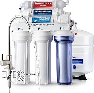 iSpring RCC7AK, certificado pela NSF, 75 GPD, sistema de osmose reversa de 6 estágios, sistema de filtro de água RO com pH+ mineral alcalino, design patenteado de torneira montada na parte superior
