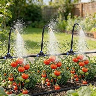Asixxsix sistemas de Irrigação por Gotejamento Ajustável de 360 ​​°, sistemas de Irrigação de Jardim de 33 Pés Com 10 Bicos, Kit de por Gotejamento de Aspersão de Rega (Portable Range Hood)